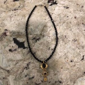 Vintage Black Crystal Earring and Necklace set